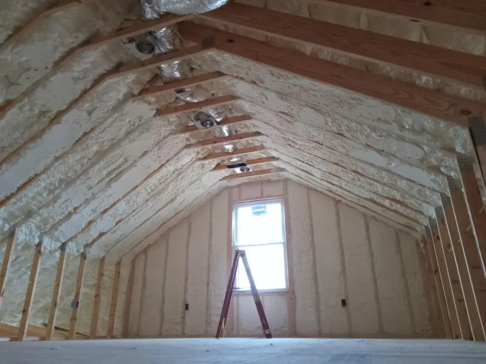Spray foam roofing application for Crawl Space Insulation project in Hopkinton